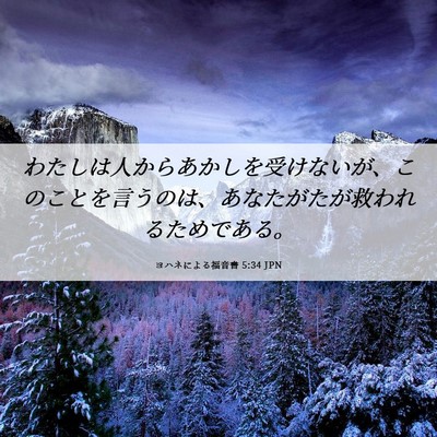 Picture 06 - ヨハネによる福音書 5:34 JPN - わたしは人からあかしを受けないが - Bible Verse Picture
