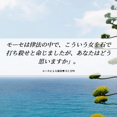 Picture 06 - ヨハネによる福音書 8:5 JPN - モーセは律法の中で、こういう女を - Bible Verse Picture