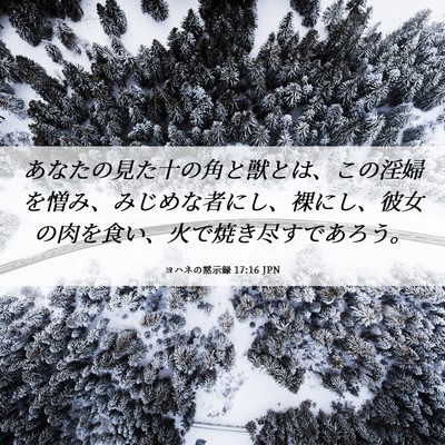 Picture 06 - ヨハネの黙示録 17:16 JPN - あなたの見た十の角と獣とは、この - Bible Verse Picture