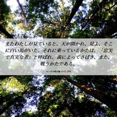 Picture 06 - ヨハネの黙示録 19:11 JPN - またわたしが見ていると、天が開か - Bible Verse Picture