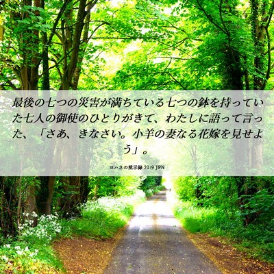 Picture 06 - ヨハネの黙示録 21:9 JPN - 最後の七つの災害が満ちている七つ - Bible Verse Picture
