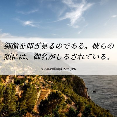 Picture 06 - ヨハネの黙示録 22:4 JPN - 御顔を仰ぎ見るのである。彼らの額 - Bible Verse Picture