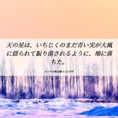 Picture 06 - ヨハネの黙示録 6:13 JPN - 天の星は、いちじくのまだ青い実が - Bible Verse Picture