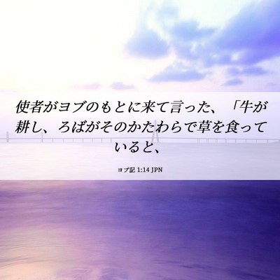 Picture 06 - ヨブ記 1:14 JPN - 使者がヨブのもとに来て言った、「 - Bible Verse Picture