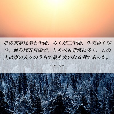 Picture 06 - ヨブ記 1:3 JPN - その家畜は羊七千頭、らくだ三千頭 - Bible Verse Picture