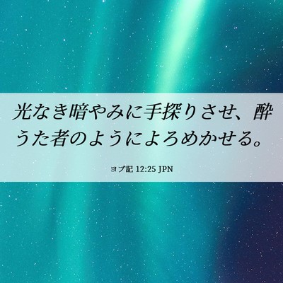 Picture 06 - ヨブ記 12:25 JPN - 光なき暗やみに手探りさせ、酔うた - Bible Verse Picture