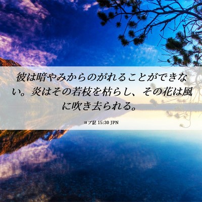 Picture 06 - ヨブ記 15:30 JPN - 彼は暗やみからのがれることができ - Bible Verse Picture