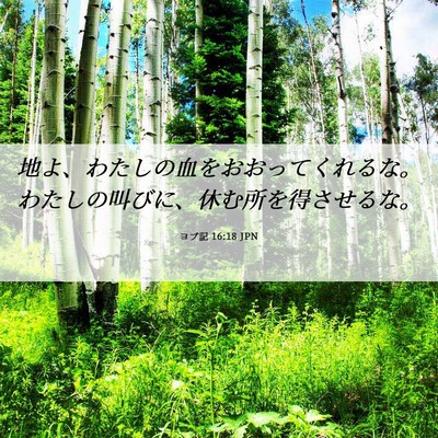 Picture 06 - ヨブ記 16:18 JPN - 地よ、わたしの血をおおってくれる - Bible Verse Picture