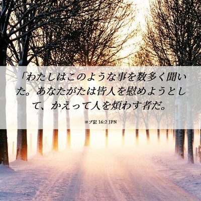 Picture 06 - ヨブ記 16:2 JPN - 「わたしはこのような事を数多く聞 - Bible Verse Picture