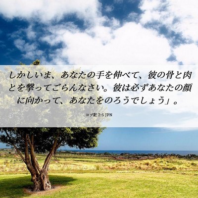 Picture 06 - ヨブ記 2:5 JPN - しかしいま、あなたの手を伸べて、 - Bible Verse Picture
