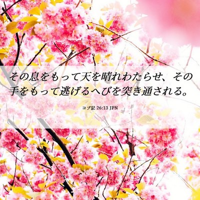Picture 06 - ヨブ記 26:13 JPN - その息をもって天を晴れわたらせ、 - Bible Verse Picture