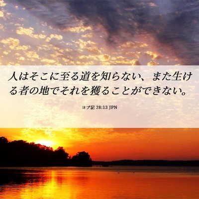 Picture 06 - ヨブ記 28:13 JPN - 人はそこに至る道を知らない、また - Bible Verse Picture