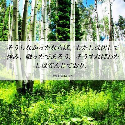 Picture 06 - ヨブ記 3:13 JPN - そうしなかったならば、わたしは伏 - Bible Verse Picture