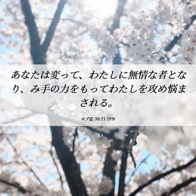 Picture 06 - ヨブ記 30:21 JPN - あなたは変って、わたしに無情な者 - Bible Verse Picture
