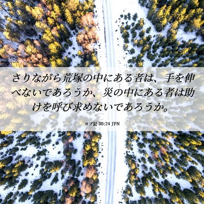 Picture 06 - ヨブ記 30:24 JPN - さりながら荒塚の中にある者は、手 - Bible Verse Picture