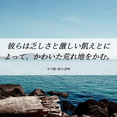 Picture 06 - ヨブ記 30:3 JPN - 彼らは乏しさと激しい飢えとによっ - Bible Verse Picture