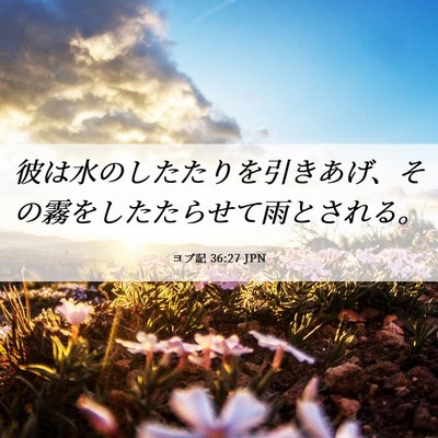 Picture 06 - ヨブ記 36:27 JPN - 彼は水のしたたりを引きあげ、その - Bible Verse Picture