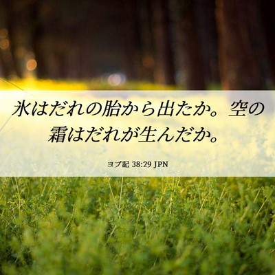 Picture 06 - ヨブ記 38:29 JPN - 氷はだれの胎から出たか。空の霜は - Bible Verse Picture