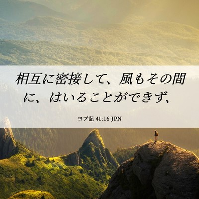 Picture 06 - ヨブ記 41:16 JPN - 相互に密接して、風もその間に、は - Bible Verse Picture