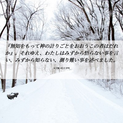 Picture 06 - ヨブ記 42:3 JPN - 『無知をもって神の計りごとをおお - Bible Verse Picture