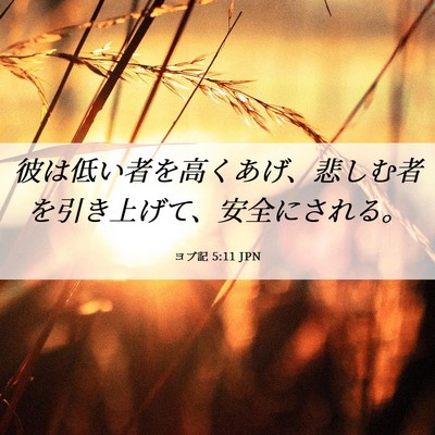 Picture 06 - ヨブ記 5:11 JPN - 彼は低い者を高くあげ、悲しむ者を - Bible Verse Picture