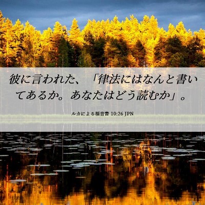 Picture 06 - ルカによる福音書 10:26 JPN - 彼に言われた、「律法にはなんと書 - Bible Verse Picture