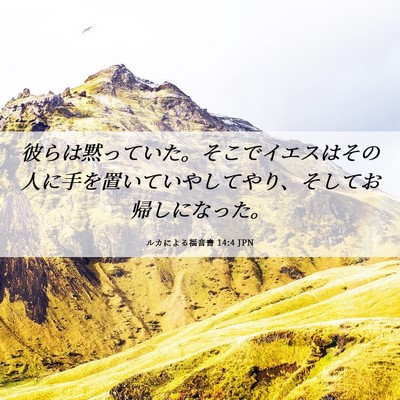 Picture 06 - ルカによる福音書 14:4 JPN - 彼らは黙っていた。そこでイエスは - Bible Verse Picture