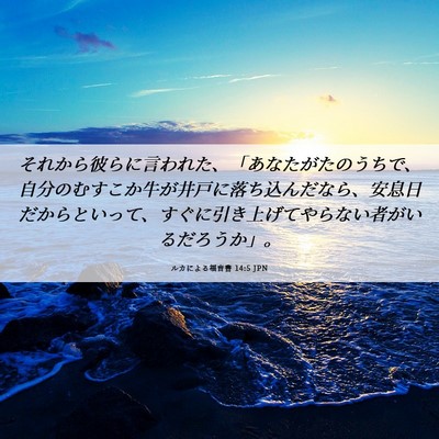 Picture 06 - ルカによる福音書 14:5 JPN - それから彼らに言われた、「あなた - Bible Verse Picture