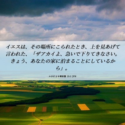 Picture 06 - ルカによる福音書 19:5 JPN - イエスは、その場所にこられたとき - Bible Verse Picture
