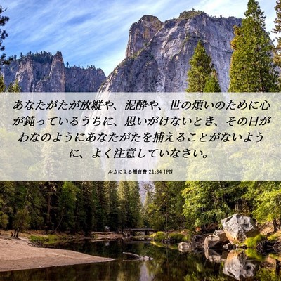 Picture 06 - ルカによる福音書 21:34 JPN - あなたがたが放縦や、泥酔や、世の - Bible Verse Picture