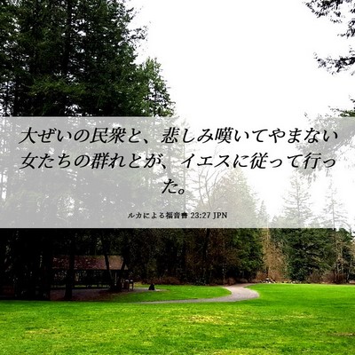 Picture 06 - ルカによる福音書 23:27 JPN - 大ぜいの民衆と、悲しみ嘆いてやま - Bible Verse Picture