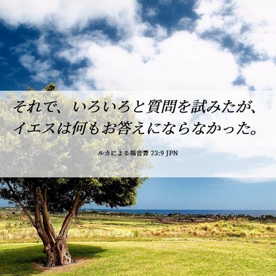 Picture 06 - ルカによる福音書 23:9 JPN - それで、いろいろと質問を試みたが - Bible Verse Picture