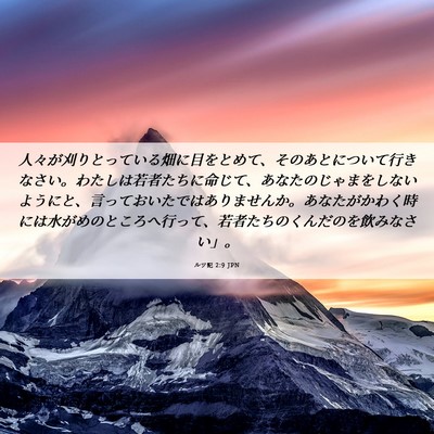 Picture 06 - ルツ記 2:9 JPN - 人々が刈りとっている畑に目をとめ - Bible Verse Picture