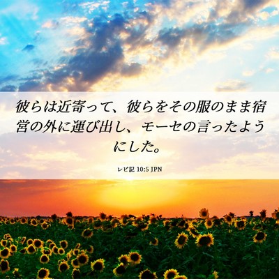 Picture 06 - レビ記 10:5 JPN - 彼らは近寄って、彼らをその服のま - Bible Verse Picture