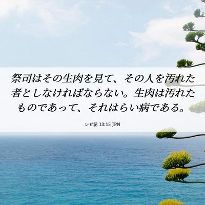 Picture 06 - レビ記 13:15 JPN - 祭司はその生肉を見て、その人を汚 - Bible Verse Picture