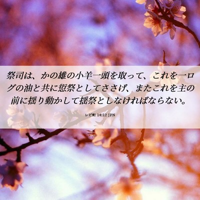 Picture 06 - レビ記 14:12 JPN - 祭司は、かの雄の小羊一頭を取って - Bible Verse Picture
