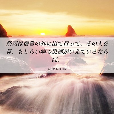 Picture 06 - レビ記 14:3 JPN - 祭司は宿営の外に出て行って、その - Bible Verse Picture