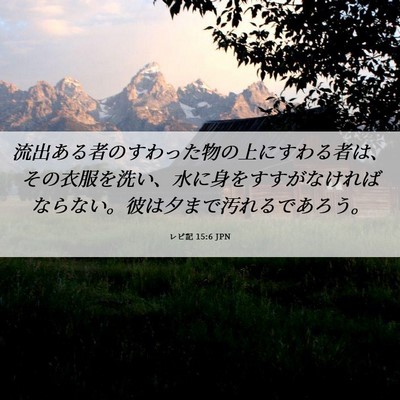 Picture 06 - レビ記 15:6 JPN - 流出ある者のすわった物の上にすわ - Bible Verse Picture