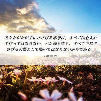 Picture 06 - レビ記 2:11 JPN - あなたがたが主にささげる素祭は、 - Bible Verse Picture