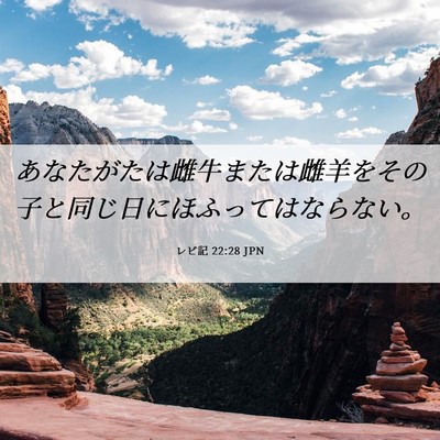 Picture 06 - レビ記 22:28 JPN - あなたがたは雌牛または雌羊をその - Bible Verse Picture