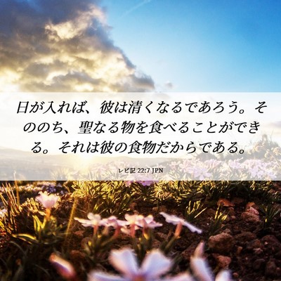 Picture 06 - レビ記 22:7 JPN - 日が入れば、彼は清くなるであろう - Bible Verse Picture