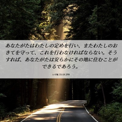 Picture 06 - レビ記 25:18 JPN - あなたがたはわたしの定めを行い、 - Bible Verse Picture