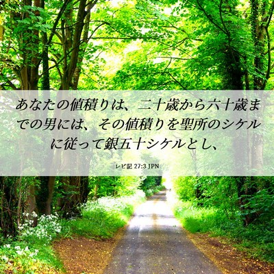 Picture 06 - レビ記 27:3 JPN - あなたの値積りは、二十歳から六十 - Bible Verse Picture