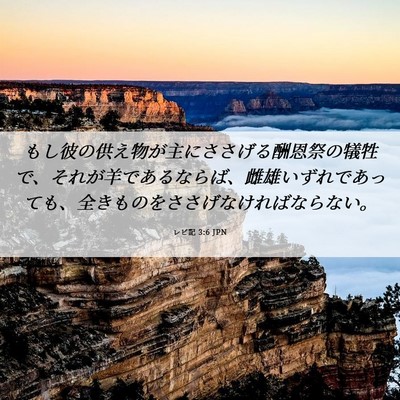 Picture 06 - レビ記 3:6 JPN - もし彼の供え物が主にささげる酬恩 - Bible Verse Picture