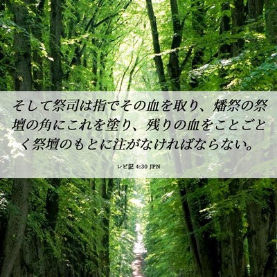 Picture 06 - レビ記 4:30 JPN - そして祭司は指でその血を取り、燔 - Bible Verse Picture