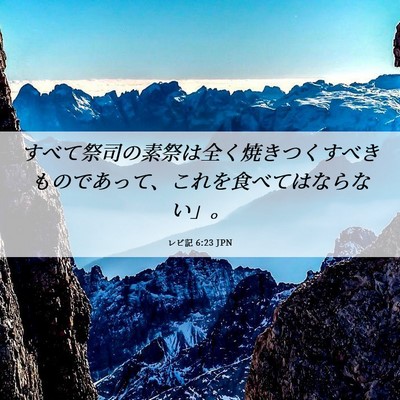 Picture 06 - レビ記 6:23 JPN - すべて祭司の素祭は全く焼きつくす - Bible Verse Picture