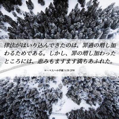 Picture 06 - ローマ人への手紙 5:20 JPN - 律法がはいり込んできたのは、罪過 - Bible Verse Picture