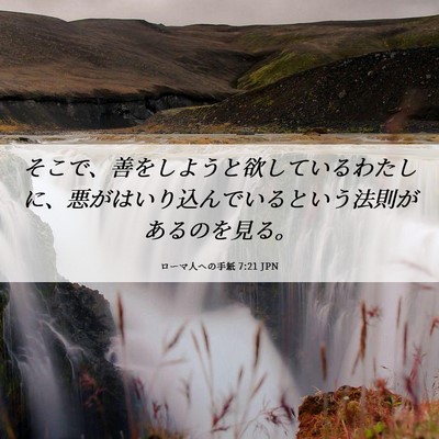 Picture 06 - ローマ人への手紙 7:21 JPN - そこで、善をしようと欲しているわ - Bible Verse Picture