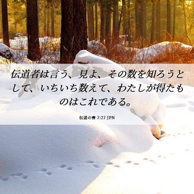 Picture 06 - 伝道の書 7:27 JPN - 伝道者は言う、見よ、その数を知ろ - Bible Verse Picture