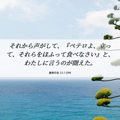 Picture 06 - 使徒行伝 11:7 JPN - それから声がして、『ペテロよ、立 - Bible Verse Picture